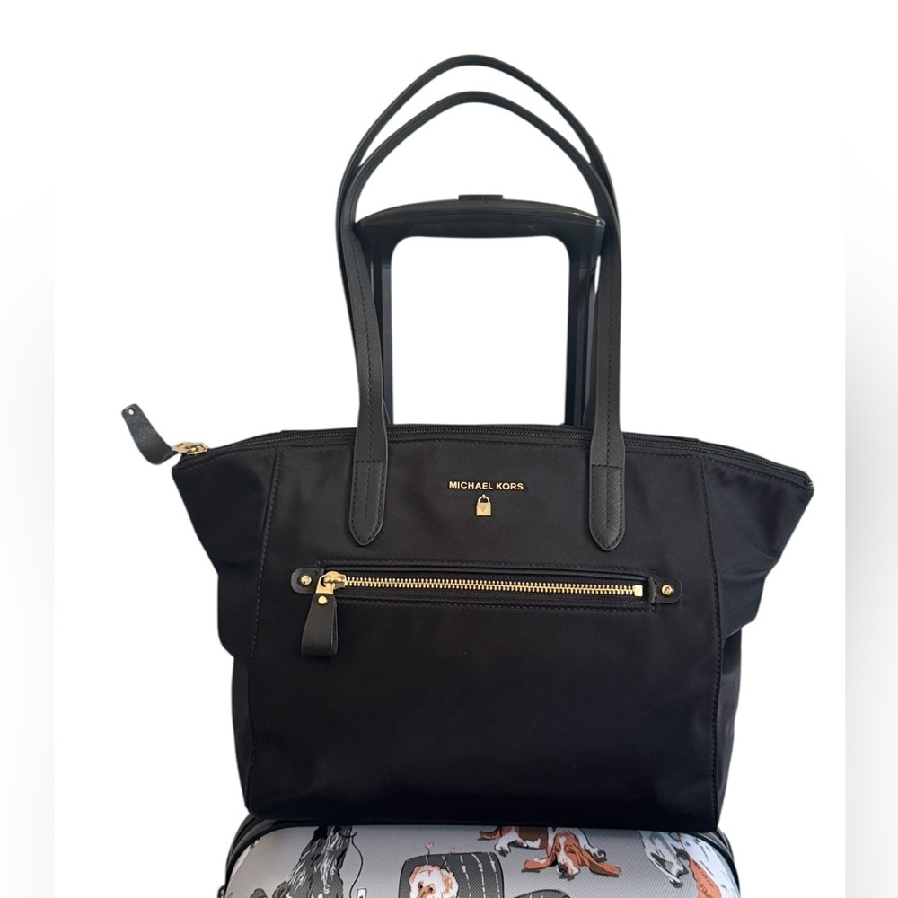 Michael Kors Black Nylon Tote Bag with Gold Hardware - Picture 9 of 10